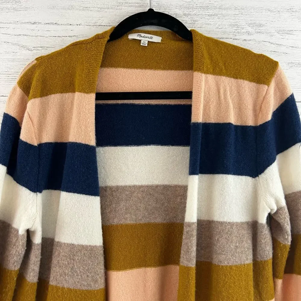 Madewell Kent Open Front Stripe Cardigan in Bangali Indigo Size XS